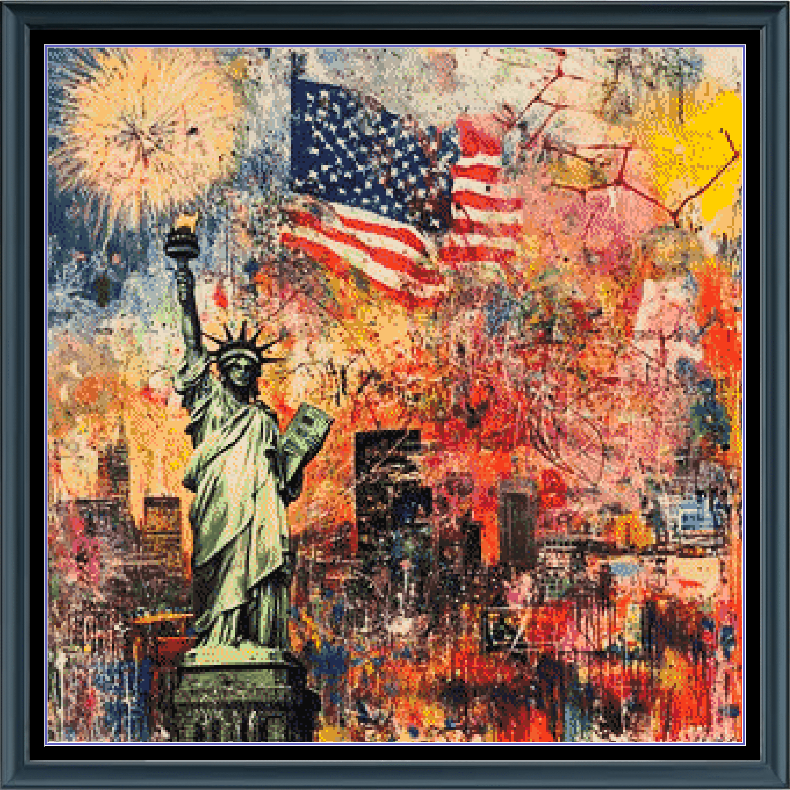 Stitching Jules Design Cross Stitch Pattern July 4th New York City Painting Artistic Americana Full Coverage Counted Cross Stitch Pattern Digital Download
